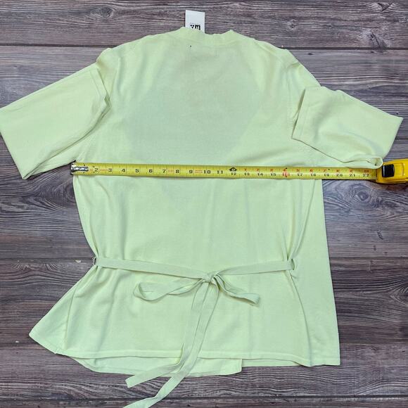 MAX EDITION Neon Green Tie Belt Knit Wrap Top Sweater Shirt Blouse SZ L C101961 - Picture 7 of 8